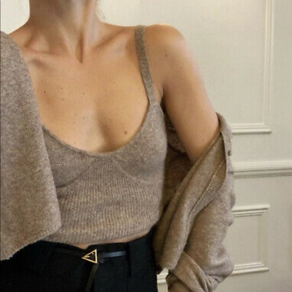 Zara | Tops | Zara Knit Wool Blend Crop Top Cardigan Set | Poshmark